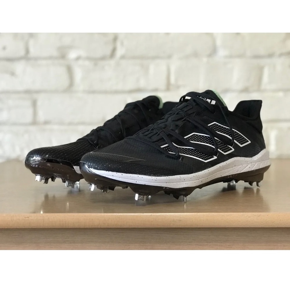 NEW Adidas Afterburner Black White Silver Metal Baseball Cleats FV8805 Mens - Picture 6 of 8